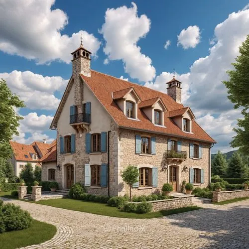 a po showing a large brick house,manoir,beaumanoir,hameau,maisons,maison,dumanoir,Photography,General,Realistic