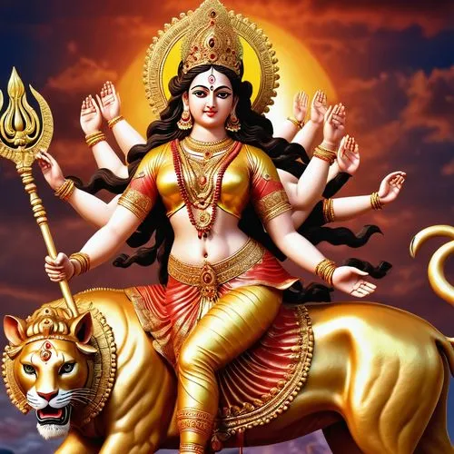 goddess durga ,a woman sits on top of a statue of a tiger,durga,navarathri,pratima,god shiva,srivijaya,sivarathri,ardhanarishvara,shramana,mahasena,homam,shyama,lord shiva,nataraj,mahadevi,giridhar,su