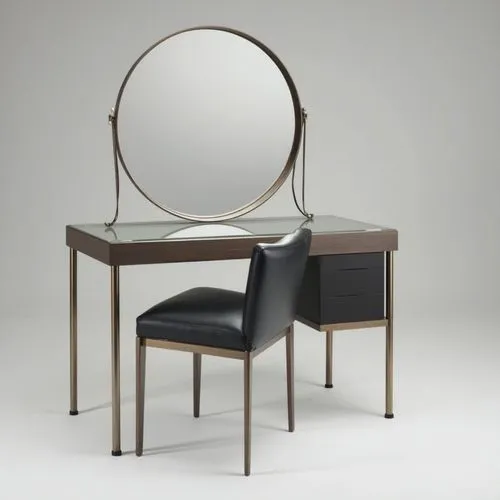 Furniture Design,a desk with an open mirror and a leather chair,dressing table,minotti,thonet,mobilier,kartell,danish furniture