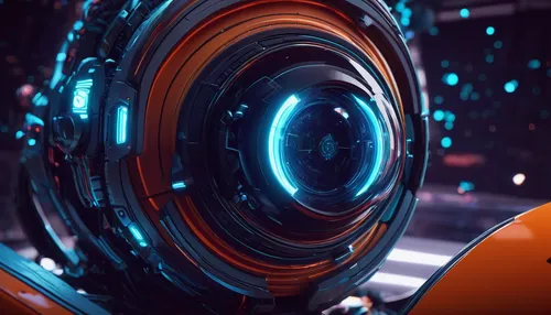 Create a thrilling sci-fi movie scene in Cinema 4D,cinema 4d,robot eye,abstract retro,scifi,cyclocomputer,portal,orbital,b3d,echo,plasma bal,aperture,jet engine,propulsion,futuristic,sci-fi,sci - fi,r