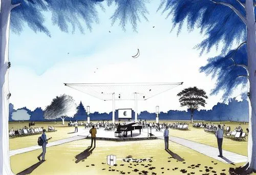 public park Sketch,frame illustration