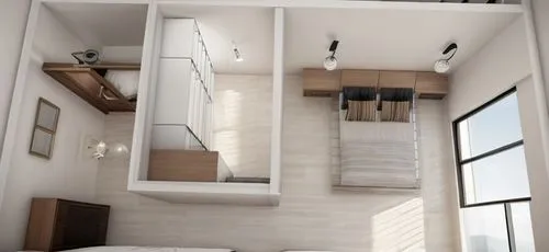 a modern bedroom ,canopy bed,modern room,room divider,sky apartment,loft,bedroom,penthouse apartment,walk-in closet,bed frame,bunk bed,interior modern design,3d rendering,modern decor,sleeping room,ha
