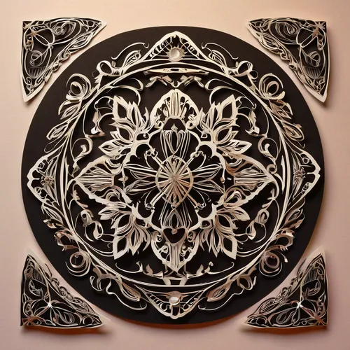Use cutout technique to make 3D paper crafts.,patterned wood decoration,decorative fan,decorative plate,flower mandalas,mandala art,carved wood,wood carving,flowers mandalas,ceramic tile,mandala patte