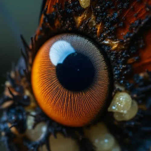 close-up of a beautiful swallowtail butterfly eye part(dynamic action, beautiful, delicate compound eye,cosmic-colored\). very carefully described. very high resolution photo. Great focus. the most be