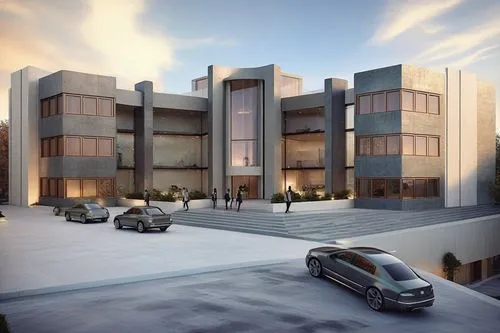 a two story building with cars parked near it,residencial,seidler,townhomes,multi storey car park,new housing development,maisonettes,fresnaye,residencia,3d rendering,lasdun,townhouses,redevelopment,h