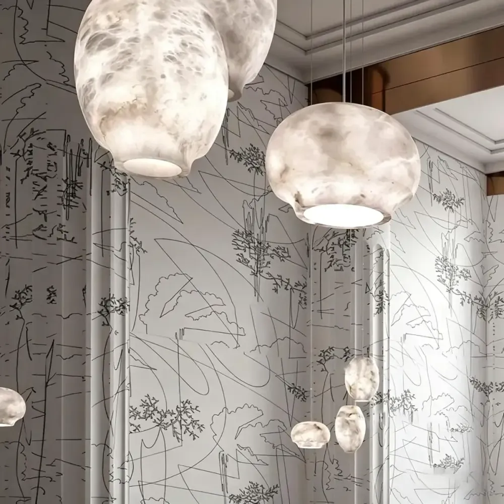  Vira Oval Alabaster Pendant Light 