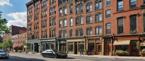 view,ny street,a busy street filled with buildings next to tall buildings,brownstones,storefronts,brownstone,lofts,meatpacking district,tenements,frontages,townhouses,south slope,tenement,boutiques,aw