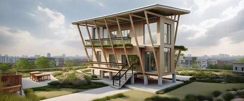 the house is shaped like a tree with windows,cubic house,cube stilt houses,cantilevered,sky apartment,cantilevers,residential tower,observation tower,lofts,modern architecture,penthouses,modern house,