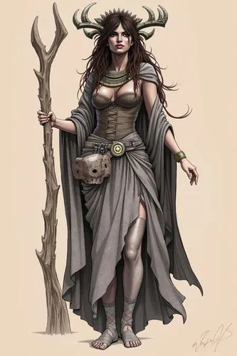 a woman with horns standing next to a tree,faun,fauns,druidism,dryad,satyr,dryads,shepherdess,sorceresses,priestess,druid,druids,the enchantress,huntress,enchantress,gorgon,sorceress,wood elf,minotaur