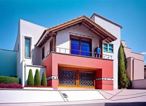 MURO,a modern house has multiple windows and green trees,dreamhouse,modern house,cube house,house painting,houses clipart,smart house,house shape,exterior decoration,residential house,mcmansion,mid ce