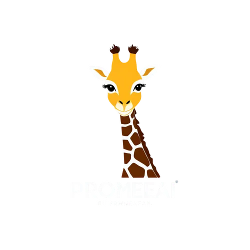 minimalist Logo for Promeai on the theme of giraffe, vector art, flat design, white background, design composition,giraffe,giraffidae,giraffes,giraffe plush toy,two giraffes,giraffe head,serengeti,saf