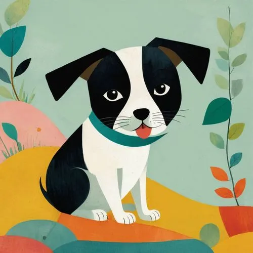 funny puppy,a little black and white dog sits on some rocks,dog illustration,pet portrait,rat terrier,welsh cardigan corgi,vector illustration,dog drawing,french bulldog,dog cartoon,the french bulldog