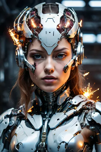 Most beautiful cyborg girl, body parts scaterred body, cyborg destroyed, sparks from destroyed parts,cyborg,cybernetics,valerian,biomechanical,scifi,sci fi,head woman,ai,humanoid,cyberpunk,sci-fi,sci 
