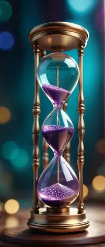 An alexandrite hourglass,a tall clock sitting on top of a wooden table,tempus,chronobiology,timpul,timewise,time pointing,timescale,flow of time,time pressure,new year clock,timeshifted,time spiral,ti