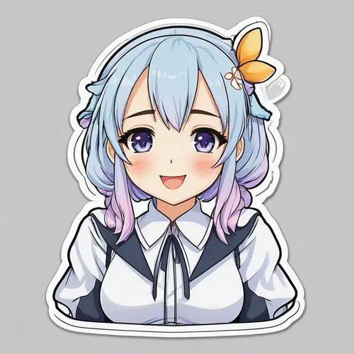 A detailed sticker design of a Kawaii-style anime girl, winking, cute accessories, hand-drawn quality, against a white backdrop. Created Using: manga art style, soft pastels, playful pose, detailed cl