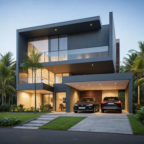 Architecture Design,two cars parked on top of a parking lot,modern house,modern architecture,luxury home,modern style,luxury property,beautiful home