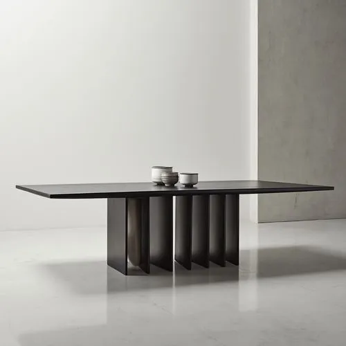 Furniture Design,a table with three plates and cups on it,minotti,dining table,coffeetable,set table,black table,associati