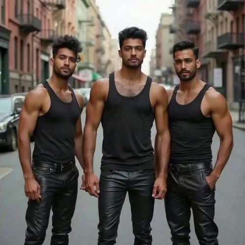 the man in the middle says his brothers are his best friends and explains why he likes having them as his roommates,Indian American brothers in Jersey City ,hunks,trio,torsos,gigolos,maharajas,bodygua