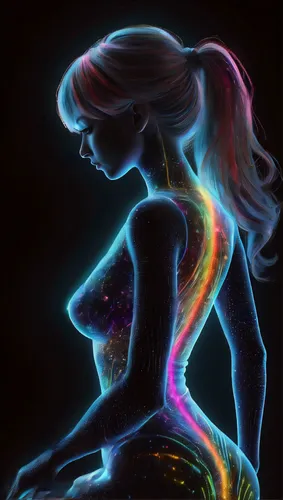 neon body painting,prismatic,light drawing,rainbow waves,neon light,psychedelic art,drawing with light,andromeda,bodypainting,light art,neon lights,bioluminescence,opal,chalk drawing,spectra,glow in t