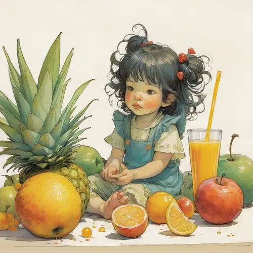 Imagine a world where all fruits have the power to transform into juice. Write a scene where a character discovers this ability and its consequences.,orange juice,fresh orange juice,fruit bowl,citrus 