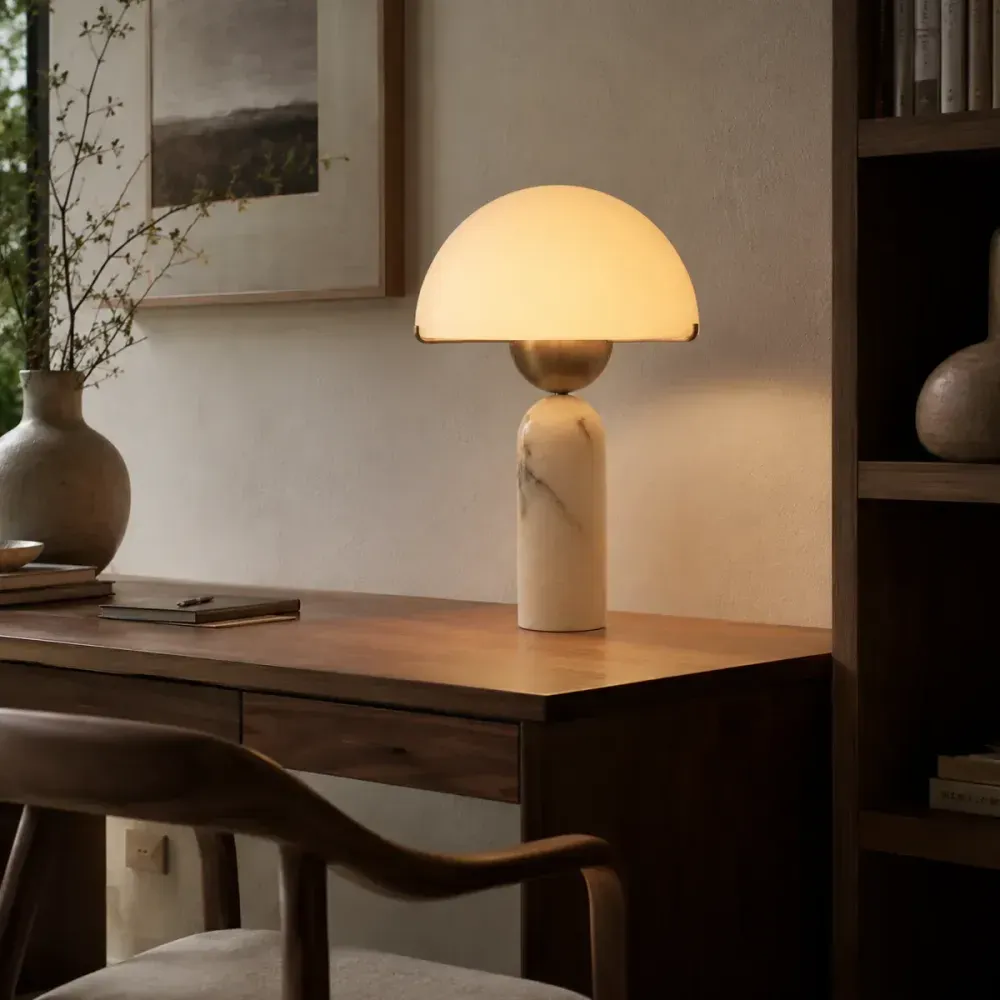 Vorelle Alabaster Mushroom Table Lamp