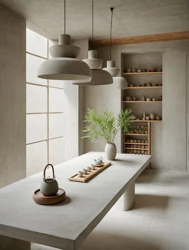 Japanese tea room,tile kitchen,modern kitchen interior,kitchen design,modern kitchen,kitchen interior,modern minimalist kitchen,concrete ceiling,anastassiades,ceramiche,associati,interior modern desig