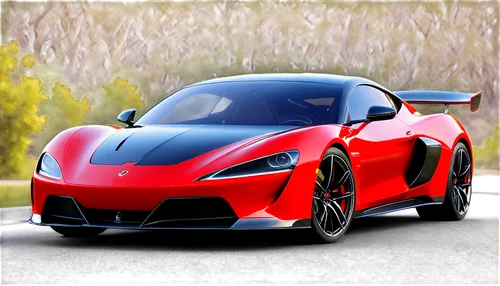 Luxury sports car, metallic paint, sleek design, low-angle shot, shiny wheels, red brake calipers, carbon fiber spoiler, leather interior, dashboard with navigation system, wooden trim, panoramic wind