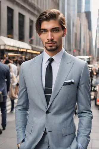 young man dressed in suit standing on street corner,araullo,koreshkov,routh,men's suit,mechlowicz,sportcoat