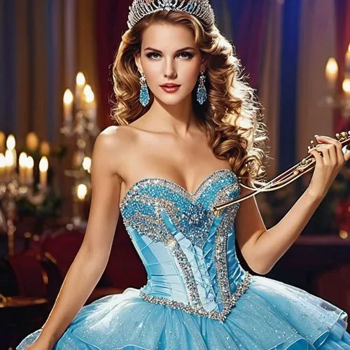 Kit de Pintura de Diamantes 5D DIY de Vestido Musical de Belleza 1Pc, Set Completo de Mosaico de Diamantes Redondos para Decoración de Pared del Hogar - Sin Marco,cinderella,princess sofia,tiara,tiara