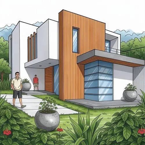transform the drawing into a physical reality scene, preserving its architectural components and elements as drawn, without altering its structure or composition, captured through a human's direct vis