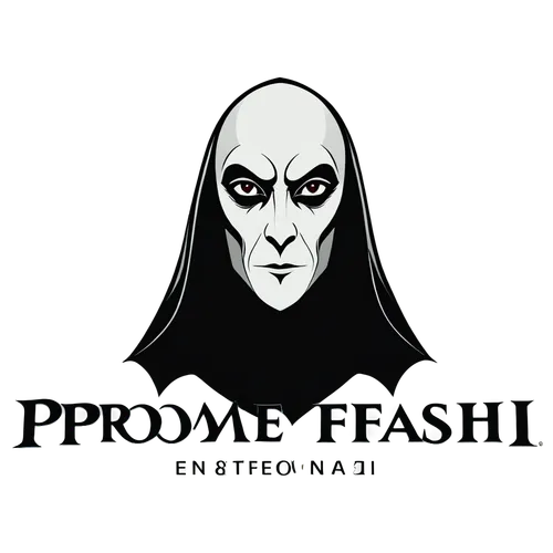 Logo for Promeai on the theme of Nosferatu, white background, 2d, simple graphic design logos, minimalist, simple and clean,fish products,frybread,provolone,asahi,produce,fastelovend,face powder,vaiss