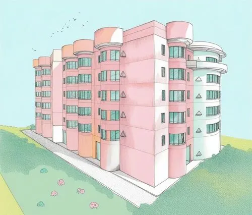 an image of a building from a series of drawings,bahru,block of flats,apartments,an apartment,apartment building,apartment block,scampia,apartment complex,condominia,multistorey,apartment buildings,ap