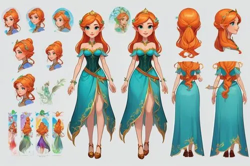  ,a bunch of animation character poses of princesses,jasmine,turnarounds,mermaid vectors,fairy tale character,elven,elven flower,bodices,the snow queen,show off aurora,diadems,storybook character,elf,