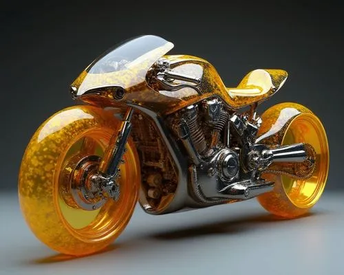 A futuristic gaa motorcycle designed for the urban commuter. The body is sleek and compact, with sharp, angular lines and a lightweight aluminum frame. The wheels are integrated into the body to minim