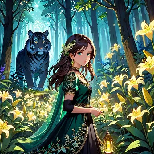 Fairy 0.1,fairy tale icons,fairy tale character,forest background,fairy tale,forest of dreams,game illustration,woodland animals,enchanted forest,fantasy picture,forest animals,fairy forest,fireflies,