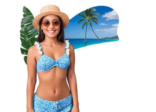 Hawaiian scenery, sunny day, blue sky, white puffy clouds, palm trees swaying gently, tropical flowers blooming, volcanic rocks, sandy beach, turquoise ocean water, waves crashing, surfboard, sun-kiss
