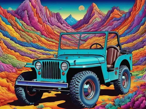 Imagine driving a Willys Jeep through a rugged mountain terrain.,willys-overland jeepster,jeep cj,cj7,willys jeep,jeep,wrangler,willys jeep truck,desert safari,jeep wagoneer,austin 7,retro automobile,