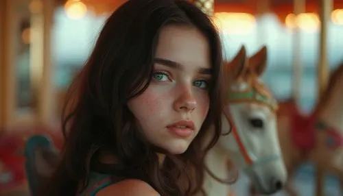 score_9, score_9_up, score_8_up, score_8, score_7_up, (masterpiece:1.2) 

Full body shot, Adorable, petite, attractive female figure

full beautiful dark long hair
riding a carousel 

A stunning young