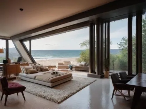 white decorative carpet,window with sea view,dunes house,beach house,ocean view,wood and beach,seaside view,great room,home interior,livingroom,beachhouse,modern room,summer house,sliding door,house b