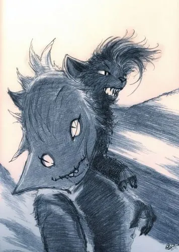A rough, bold black ballpoint pen sketch with thick, intense strokes. A deliberately unpolished, beginner-style drawing with shaky, uneven lines and unsteady hand pressure. Features imperfect human pr