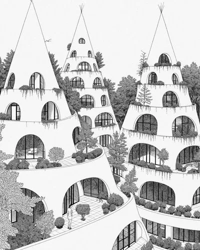 treehouses,hanging houses,sketchup,rooves,igloos,roof domes,floating huts,doghouses,bunkhouses,roundhouses,mountain huts,wigwams,huts,longhouses,cube stilt houses,roofs,teepees,dwellings,escher villag