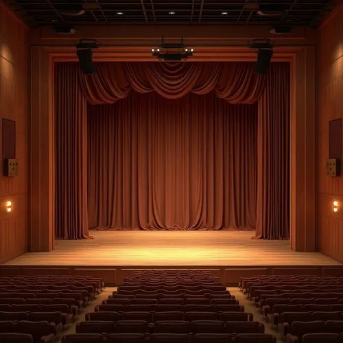 Intimate concert hall, wooden stage, velvet curtains, acoustic panels, soundproofing materials, reverberation reduction systems, optimal speaker placement, 3D audio simulation software, crystal-clear 