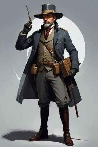  Game character design, full body,minuteman,frontiersman,gunfighter,gunslinger,quartermaster,micawber,alatriste,bushranger,lawman,militiaman,lawmen,pardner,quartermain,quatermain,highwayman,pilgrim,gu