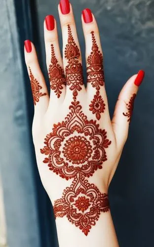 Red Henna,the palm is painted with red hendix,henna designs,henna dividers,henna frame,hand painting,artistic hand,ethnic design,hand drawing,ethnic,stenciled,woman hands,female hand,bohemian art,hand