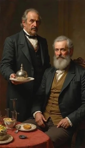 A seated man asks a question to a standing man, who answers.,excursionists,grandfathers,merchantmen,watchmakers,gastronomes,humidors,restorers,forefathers,founders,teetotalers,stalwarts,restaurateurs,