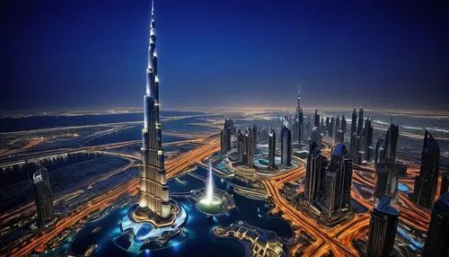 Burj Khalifa, modern skyscraper, Dubai, luxurious, sleek, glass, steel, concrete, futuristic, grandiose, symmetrical, tapering, spiral, Y-shaped floor plan, high-speed elevator, Armani hotel, luxury r