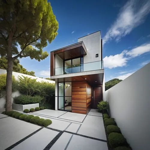 calle con pavimento asfaltico, personas caminando, vehidulos,a house with lots of windows in a large yard,modern house,modern architecture,3d rendering,cubic house,landscape design sydney,cube house,f