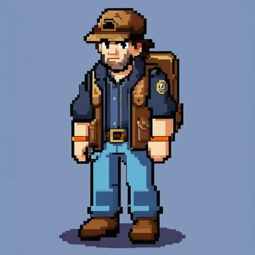 Pixel Art， game Scene,paleobotanist,pixel art,utilityman,patrolman,miner,tradesman,frontiersman,policeman,janitor,engi,lumberman,machinist,foreman,construction worker,mechanic,ironworker,seamico,polic