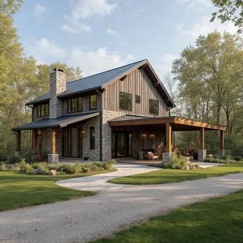 Barndominium style house,the house is near the large wooded area,new england style house,passivhaus,timber house,forest house,summer cottage,chalet,country house,country cottage,hovnanian,country esta