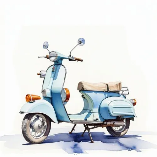 Transportation Watercolor Design,lambretta,vespa,piaggio,gilera,motorscooter,solex